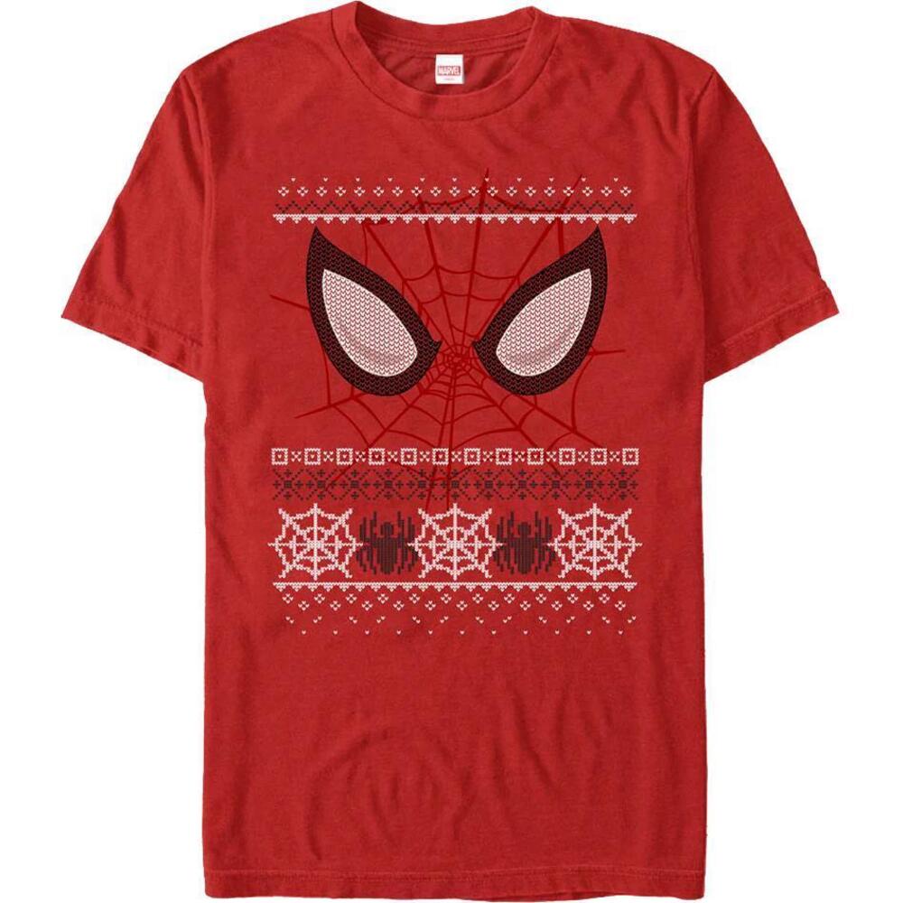 Spiderman Mask Faux Ugly Christmas Sweater Marvel Comics Tshirt